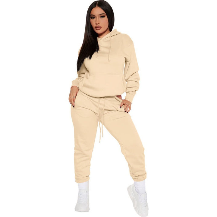 Damen nan zweiteiliges Lounge-Set mit Kapuzenpullover und High-Waist Jogginghose aus weichem French Terry Drune