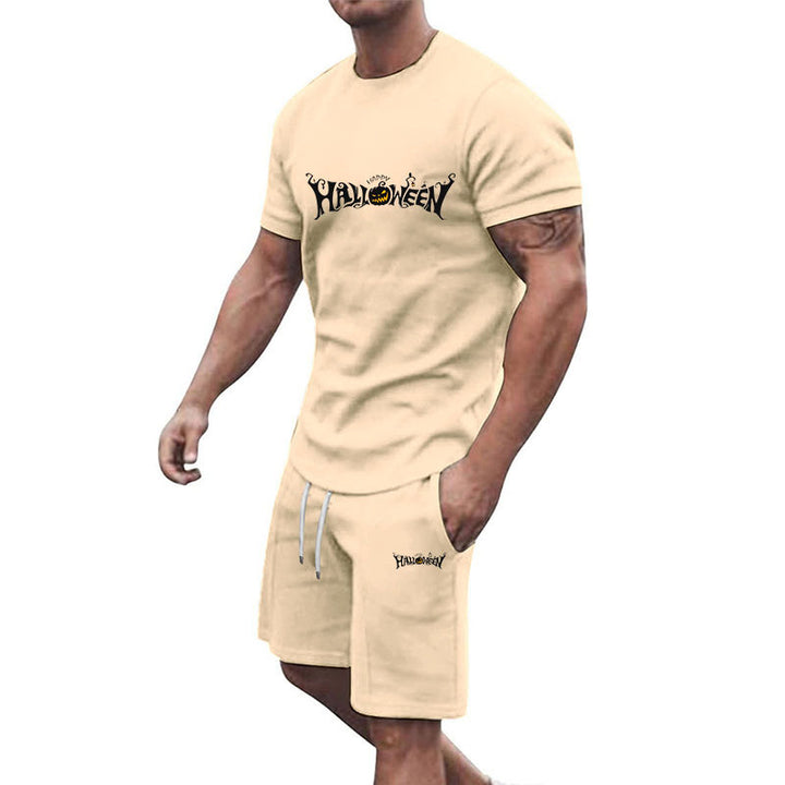 Herren lässiges Halloween-Set mit T-Shirt und Shorts Drune