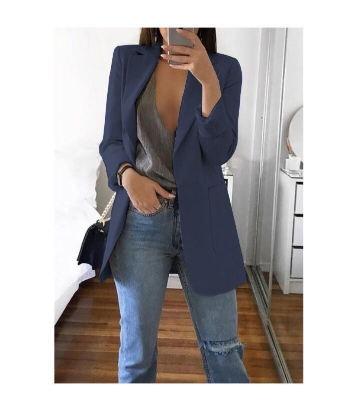 Damen eleganter Blazer mit tailliertem Schnitt und praktischen Taschen Drune