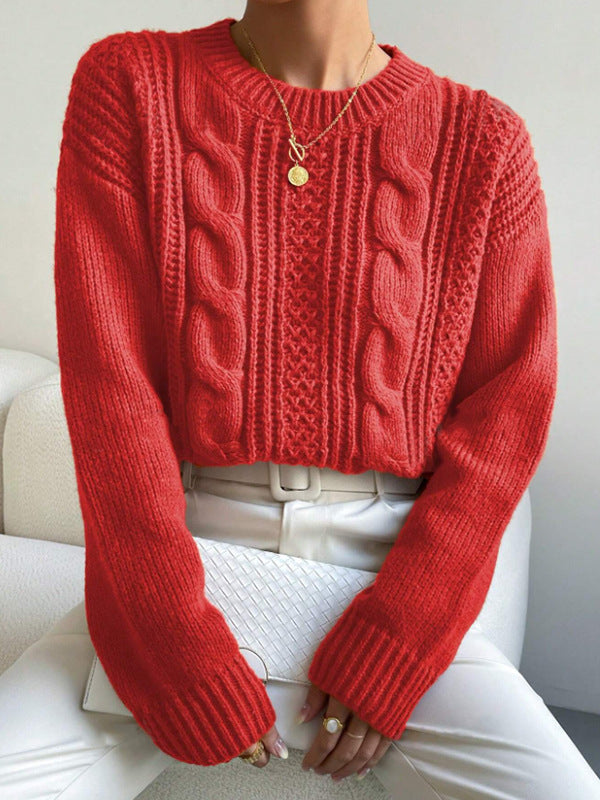 Damen Grobstrickpullover mit Zopfmuster und lässigem Schnitt Drune