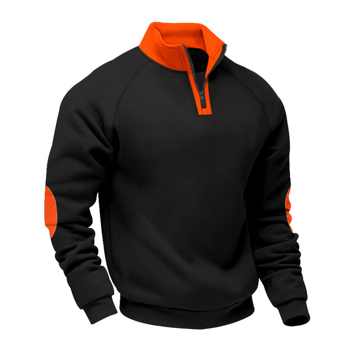 Herren nan Halbzip-Sweatshirt mit Stehkragen, Raglanärmeln und Ellbogenpatches Drune