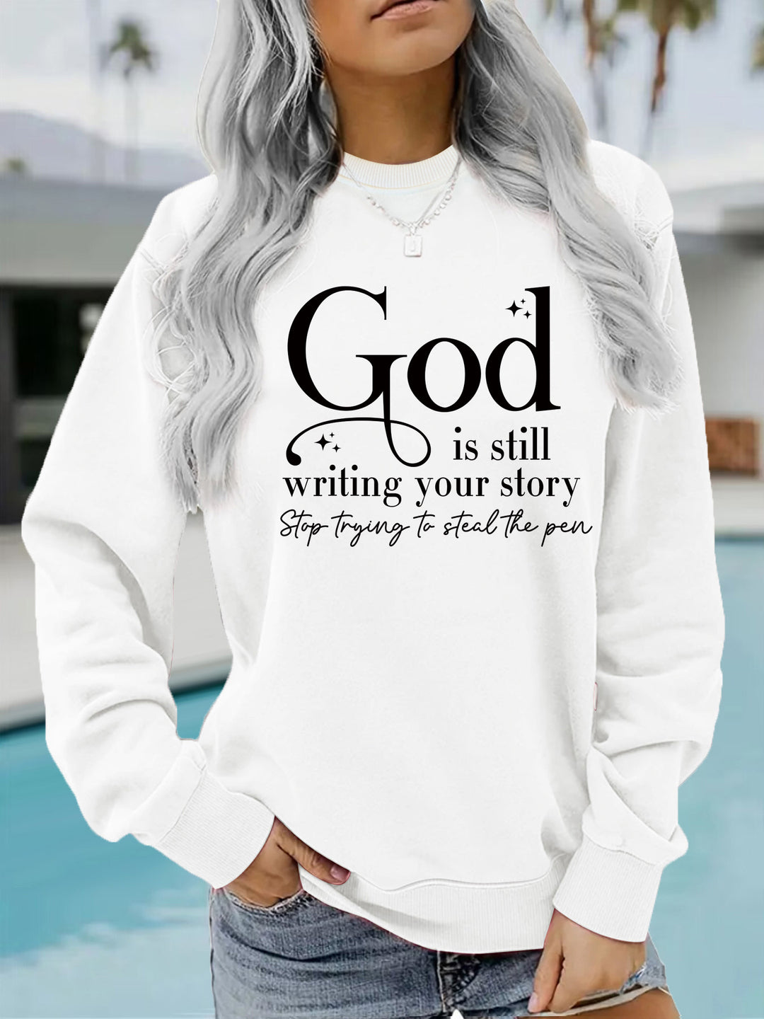 Damen Sweatshirt mit inspirierendem Schriftzug Drune
