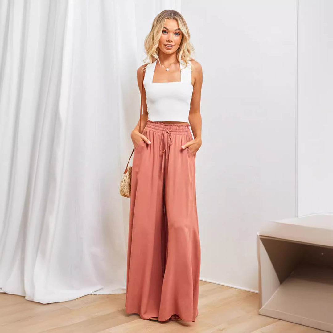 Damen weite Sommerhose mit elastischem Bund und praktischen Taschen Drune