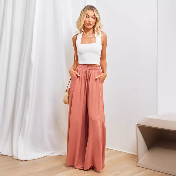 Damen weite Sommerhose mit elastischem Bund und praktischen Taschen Drune