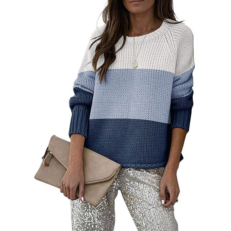 Drune | Zweifarbiger Strickpullover mit Blockmuster Acryl Lässig und Komfortabel