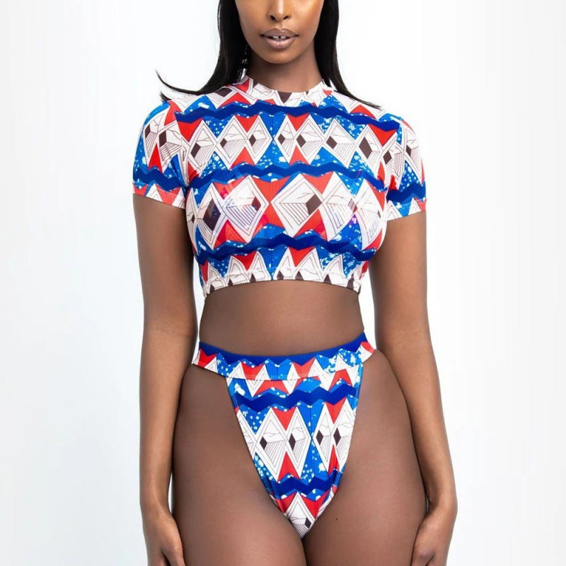 Damen Bikini-Set mit kurzem Oberteil und hohem Beinausschnitt Drune