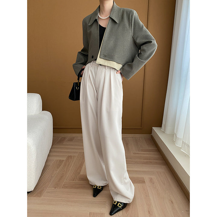 Damen stilvolle cropped Blazer Jacke Drune