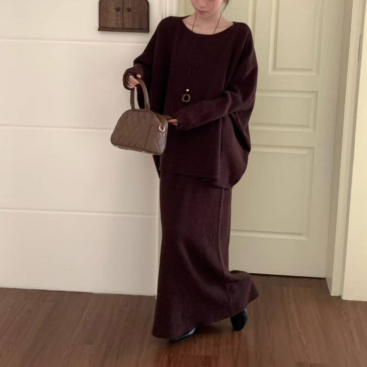 Damen Oversized Strickkleid in lässigem Schnitt mit weitem Ärmel Drune