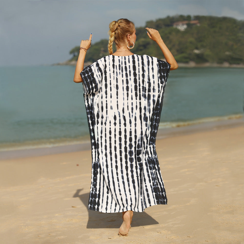 Damen luftiger Strandkaftan mit asymmetrischem Schnitt Drune
