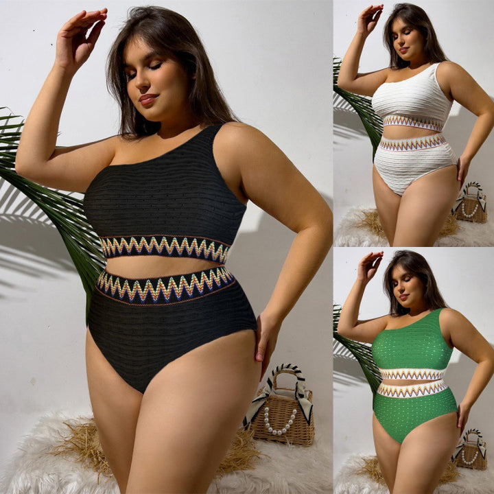 Damen Einseitiger Bikini mit geometrischem Muster und hohem Schnitt Drune