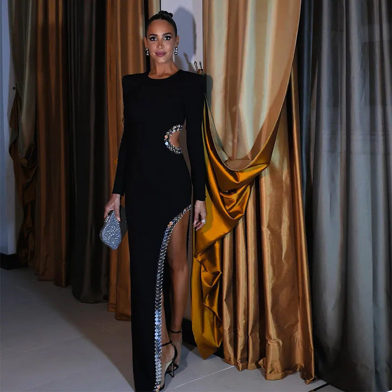 Damen Abendkleid mit asymmetrischem Schnitt und glitzernden Akzenten Drune