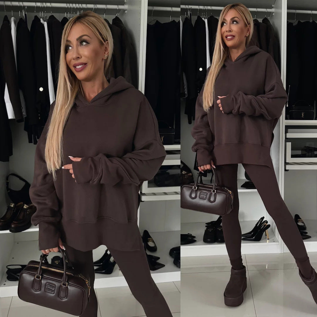 Damen lässiger Kapuzenpullover mit Animal-Print und erweiterten Ärmeln Drune