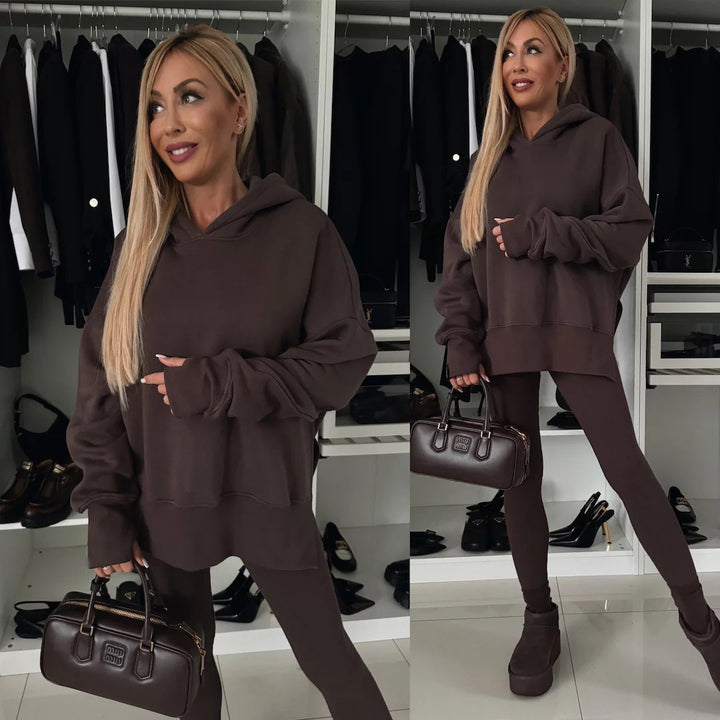 Damen lässiger Kapuzenpullover mit Animal-Print und erweiterten Ärmeln Drune