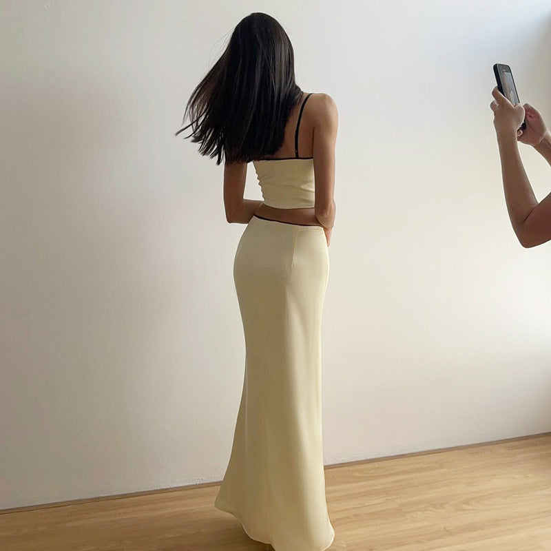 Damen Glamouröses Satin-Kleid mit Spitzendetails Drune
