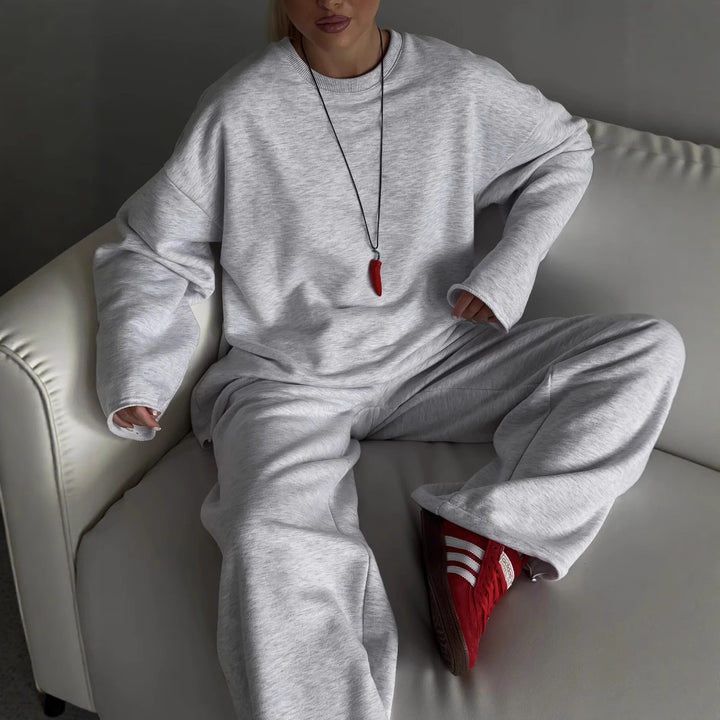 Damen stilvolles Sweat-Set mit lässigem Schnitt und elastischen Kordelzügen Drune