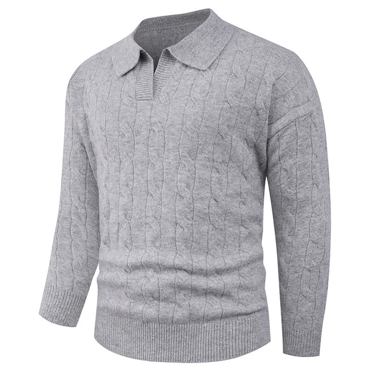Herren eleganter Strickpullover mit modernem Zopfmuster Drune