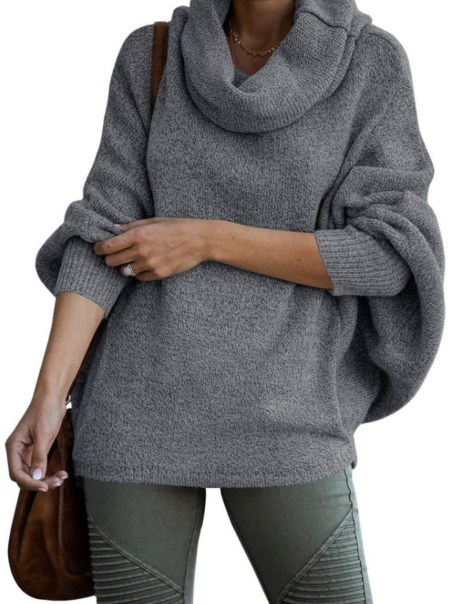 Damen lässiger Rollkragenpullover mit weit geschnittenen Ärmeln Drune