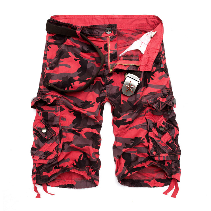 Herren Camo Cargo-Shorts mit mehreren Taschen und verstellbarem Bund Drune