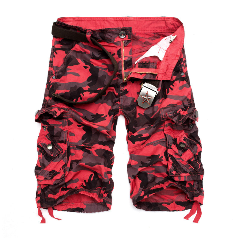 Herren Camo Cargo-Shorts mit mehreren Taschen und verstellbarem Bund Drune