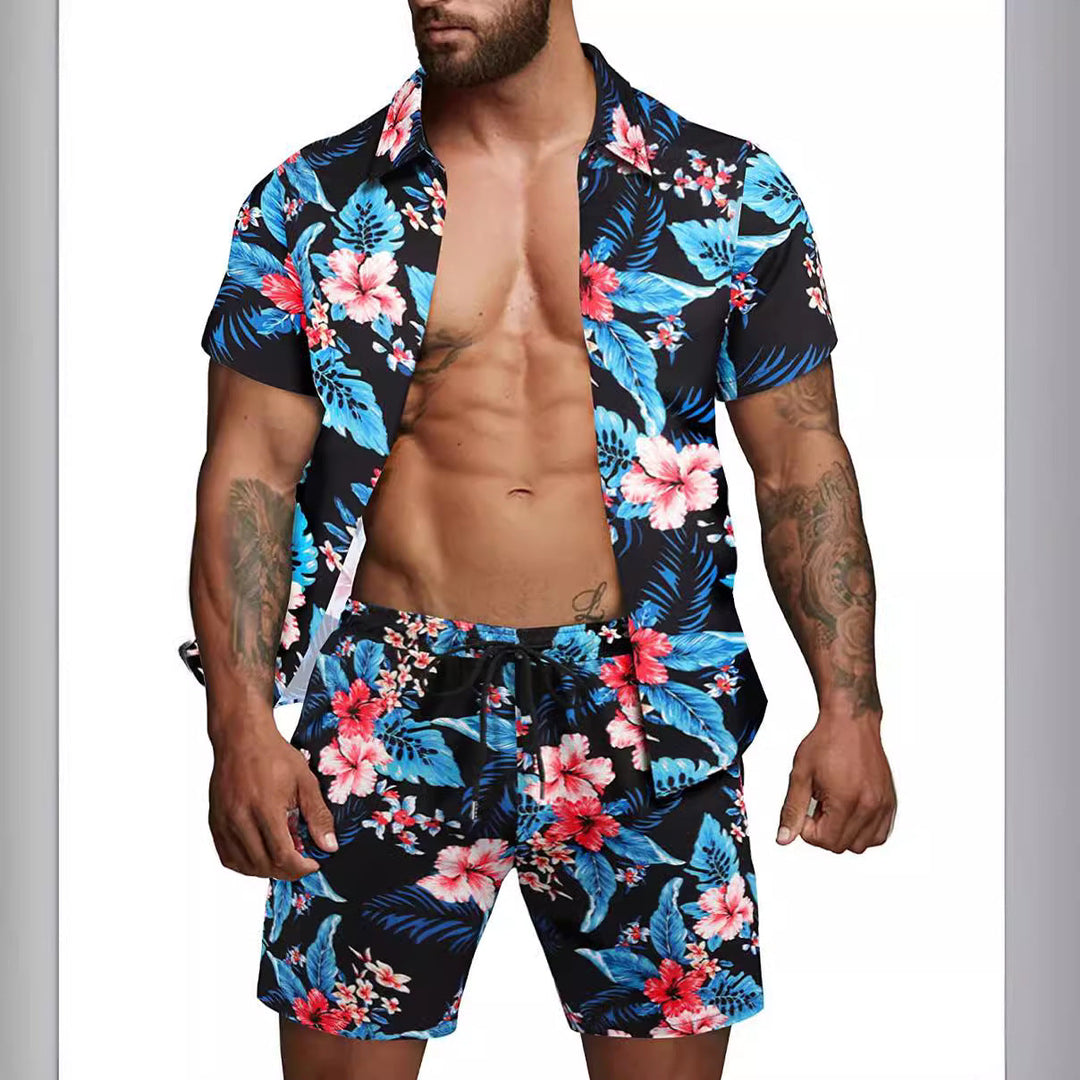 Herren kurzärmliges Hemd und Badeshorts Set Drune