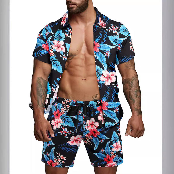 Herren kurzärmliges Hemd und Badeshorts Set Drune