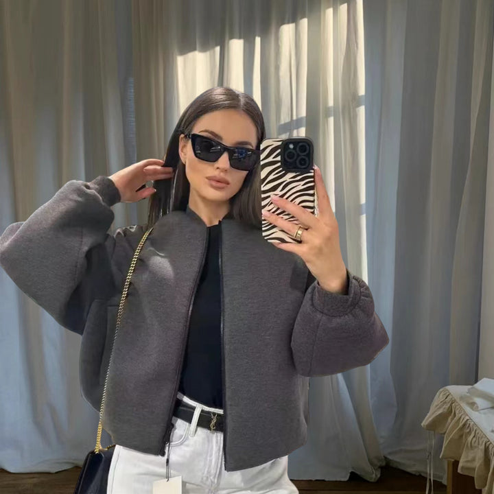 Damen Sportliche Oversize-Jacke mit Reißverschluss und voluminösen Ärmeln Drune