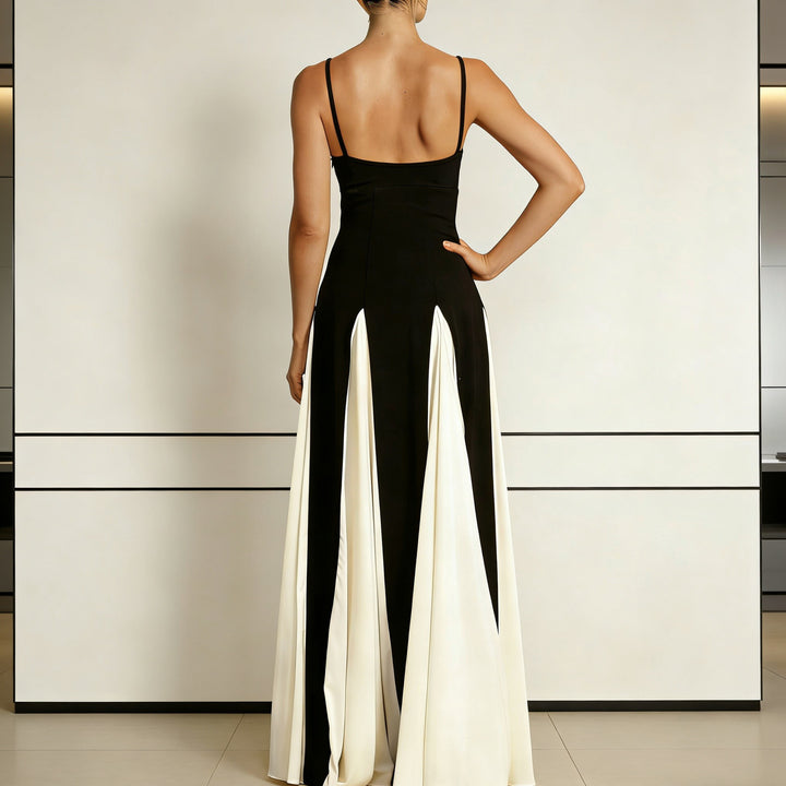 Damen Elegantes Abendkleid mit asymmetrischem Rock und zarten Trägern Drune