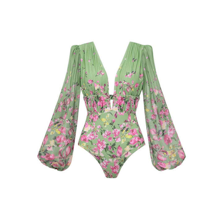 Damen Bikiniset mit floralem Schnitt und elegantem Maxirock Drune