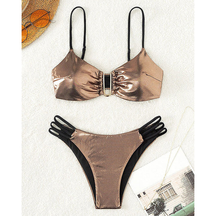 Damen Triangel-Bikini mit verspiegeltem Design und verstellbaren Trägern Drune