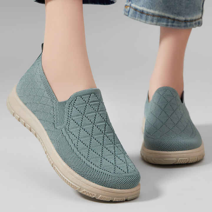 Damen nan atmungsaktiver Strick-Slipper mit orthopädischer Stoßdämpfung und flexibler Profilsohle Drune