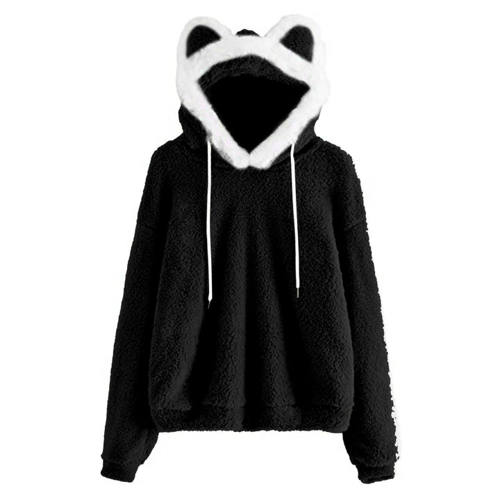 Damen Kuscheliger Kapuzenpullover mit Katzenohren Drune