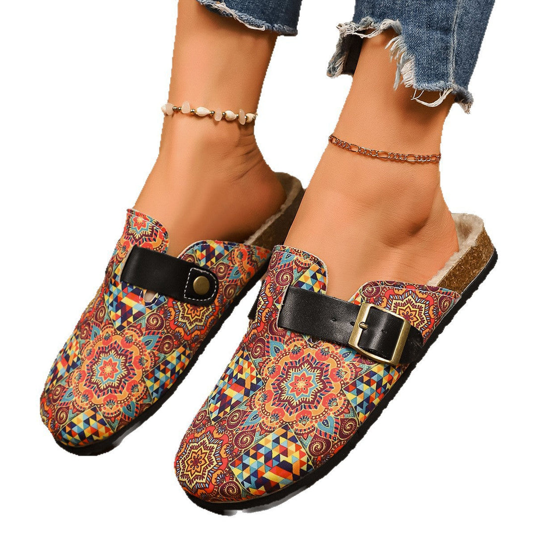 Damen Freizeit-Sandalen mit buntem geometrischen Design und verstellbarem Riemen Drune