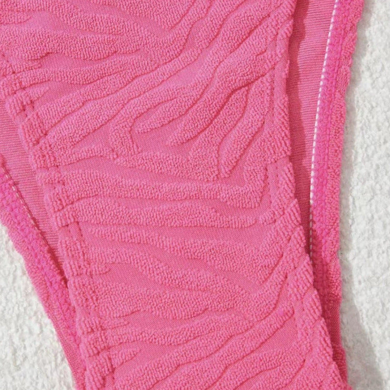 Damen Einseitiger Bikini im modernen Wellenmuster mit asymmetrischem Oberteil Drune