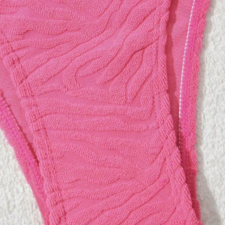 Damen Einseitiger Bikini im modernen Wellenmuster mit asymmetrischem Oberteil Drune