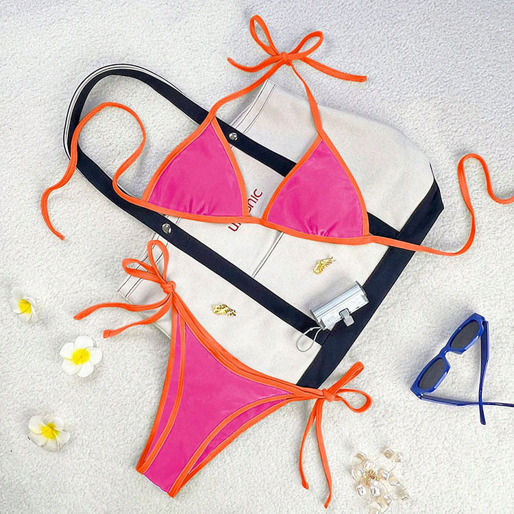Damen Triangel-Bikini mit kontrastierenden Trägern Drune