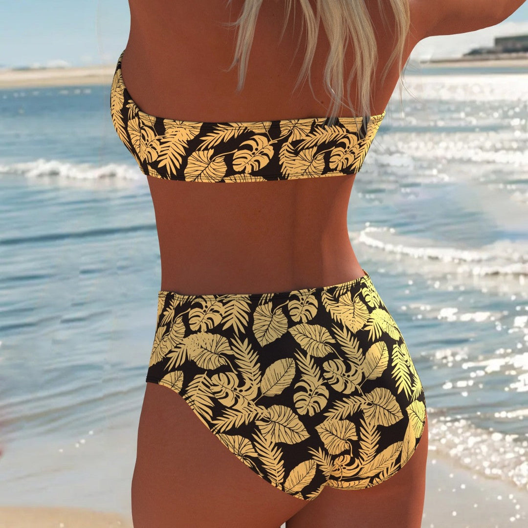 Damen Bikini-Set mit modischem Wellenmuster und verstellbaren Trägern Drune