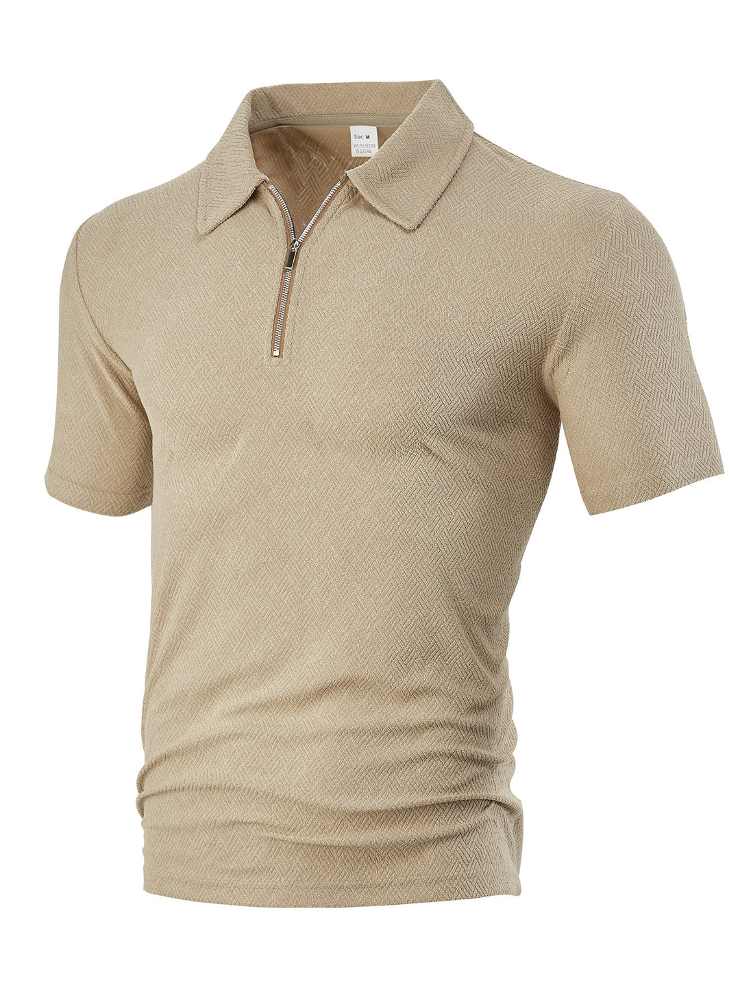 Herren nan schmal geschnittenes Halbzip-Polo mit feiner Fischgrät-Jacquardstruktur Drune