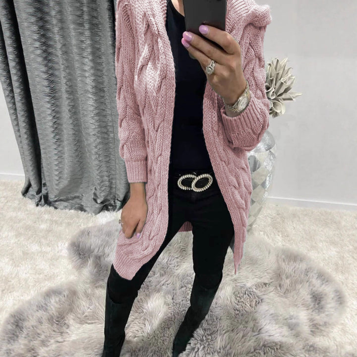 Damen Strickmantel mit praktischem Kapuzendesign Drune