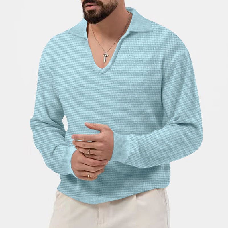 Herren eleganter Pullover mit V-Ausschnitt und strukturiertem Design Drune