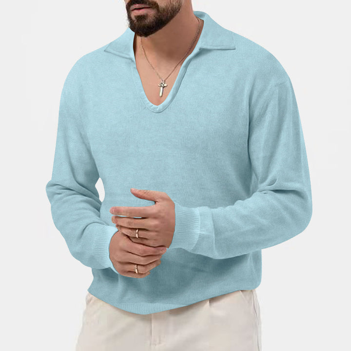 Herren eleganter Pullover mit V-Ausschnitt und strukturiertem Design Drune