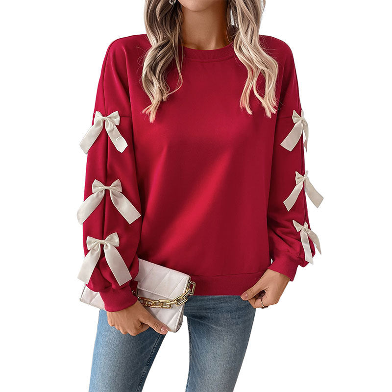 Damen modischer Pullover mit Schleifendetails Drune