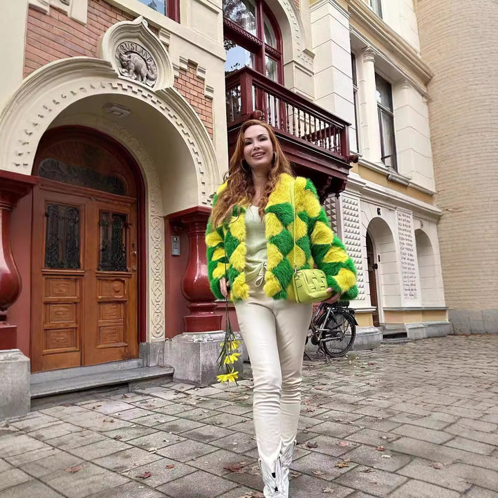 Damen Kuschelige und auffällige Kunstpelzjacke Drune