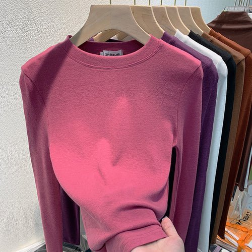 Damen lässiges Langarmshirt mit feiner Struktur Drune