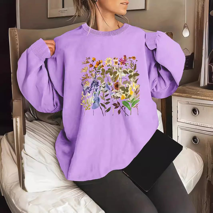 Damen Sweatshirt mit floralem Motiven und bequemer Passform Drune