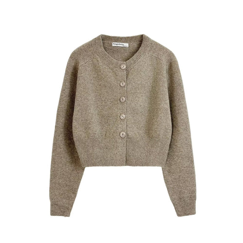 Damen cropped Strickjacke mit feinen Knopfdetails und modernem Schnitt Drune