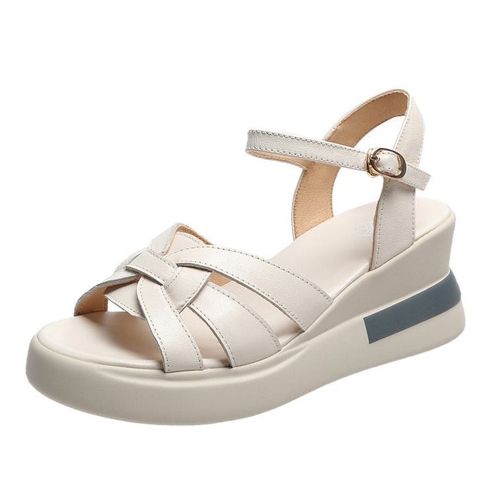 Damen nan Plateau-Sandalen mit geflochtenem Vorderblatt, verstellbarem Knöchelriemen und viskoelastischem Fußbett Drune