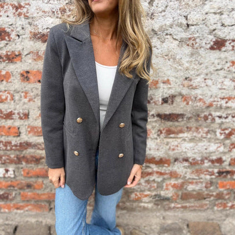 Damen Eleganter und bequemer Blazer mit doppelter Knopfleiste Drune