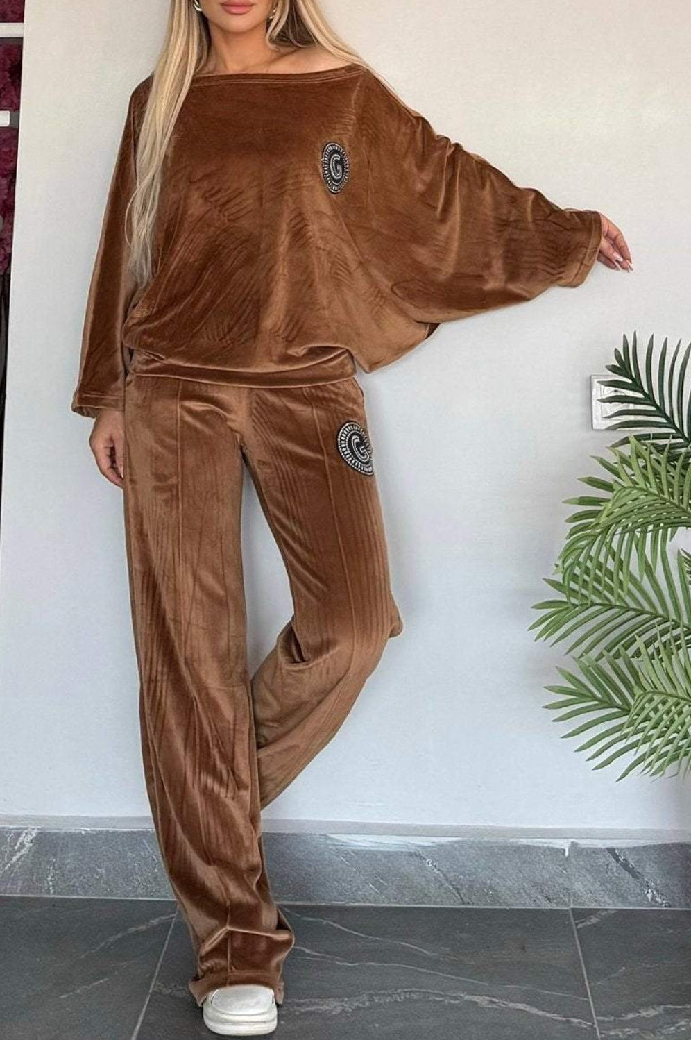 Damen Casual Velvet Loungewear-Set mit weichem Schnitt Drune