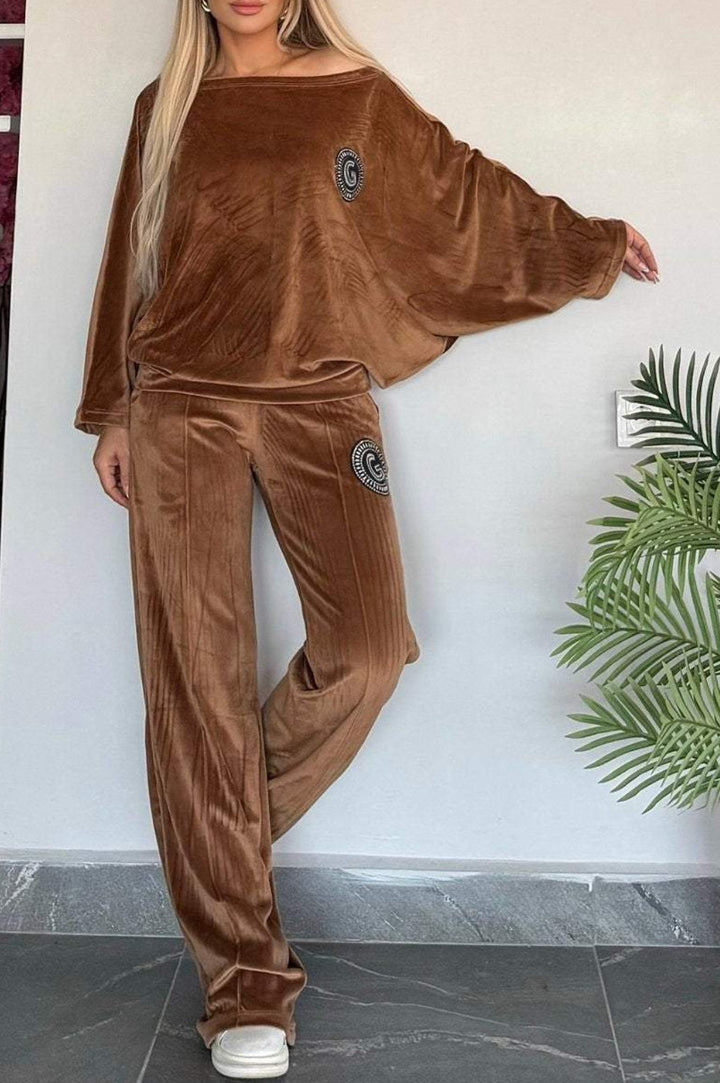 Damen Casual Velvet Loungewear-Set mit weichem Schnitt Drune