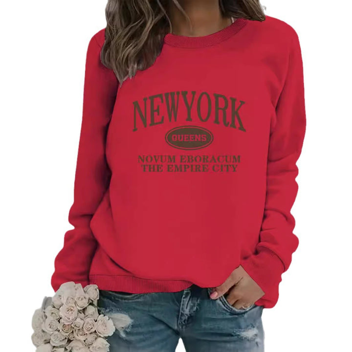 Damen Sweatshirt mit stylischem New Yorker Schriftzug Drune